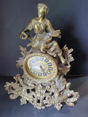 Blessing vintage brass baroque table clock from West Germany used