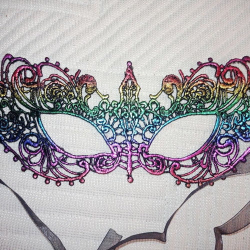 Colorful carnival mask new with ribbon