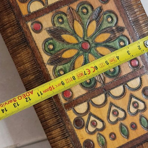 Vintage handmade carved wooden box like new with decorative motifs