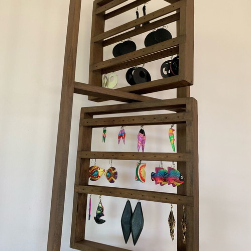Wooden jewelry earring display stand new, rotating, large