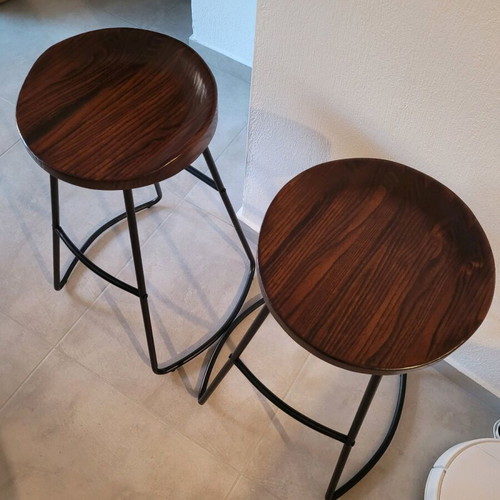 Wooden stool with black base like new