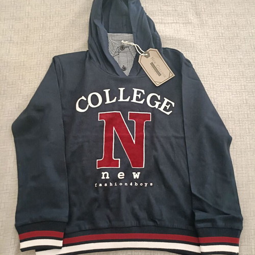 New College hoodie sweatshirt with shirt detail, new, multicolor for 6 years