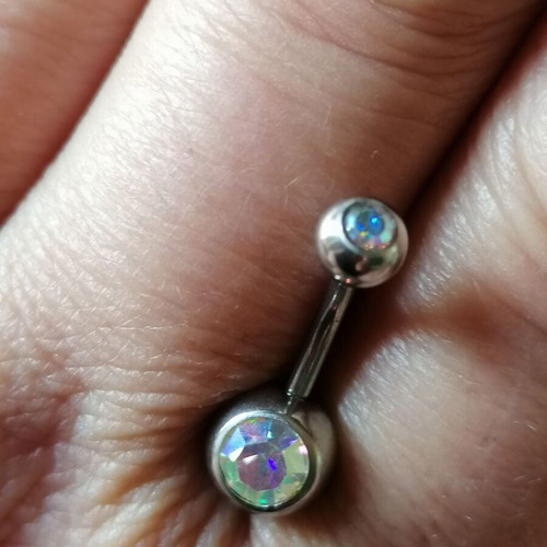 Navel piercing new surgical steel with iridescent zircon