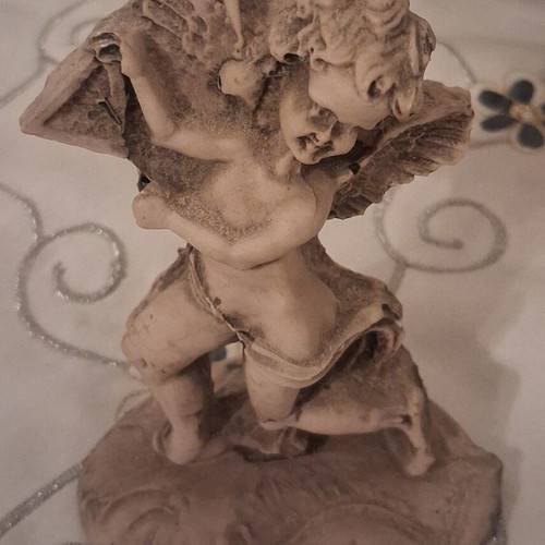 Vintage cherub figurine used, resin decoration