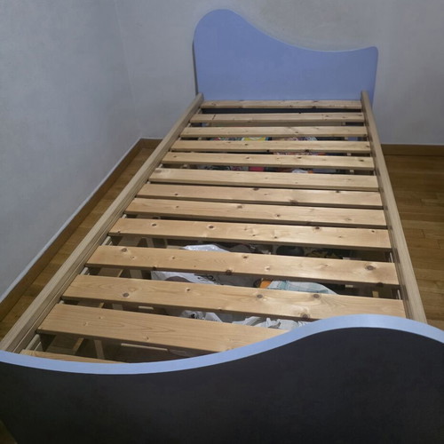Neoset single bed 90×200 with storage drawers used, blue