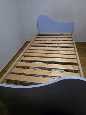Neoset single bed 90×200 with storage drawers used, blue