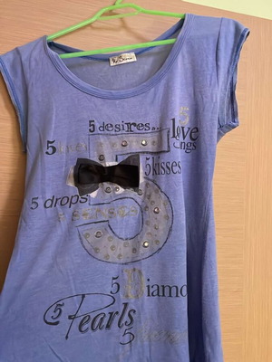 No Stress short-sleeve blouse used, blue, size L