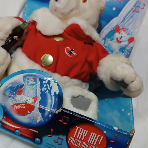 Collectible plush Thirsty Bear by Coca Cola used, 1999 Christmas edition