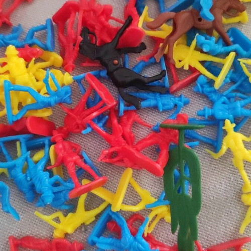 Cowboy figures set with 2 wagons and horses, approx. 80 pieces
