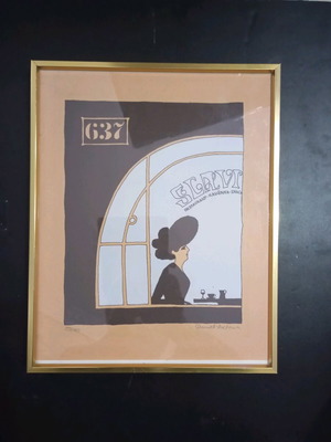 Daniel Sodoma Lithograph with café Slavia theme like new