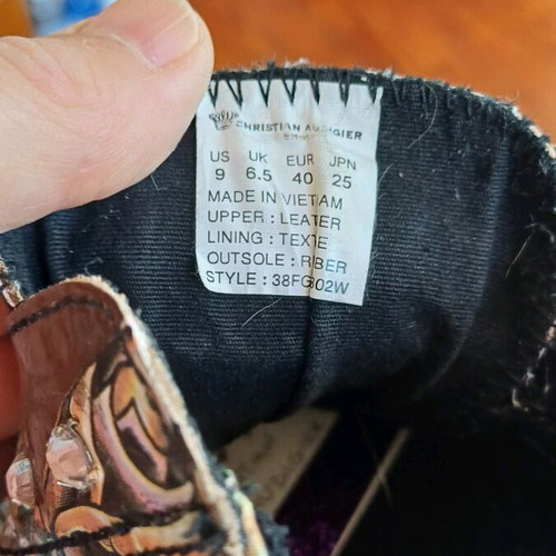 Cristian Audigier sneakers like new, brown patent leather with skull and rhinestones