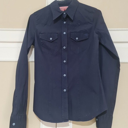 Staff blue women's shirt, like new, slim fit cotton with elasticity