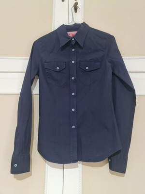 Staff blue women's shirt, like new, slim fit cotton with elasticity