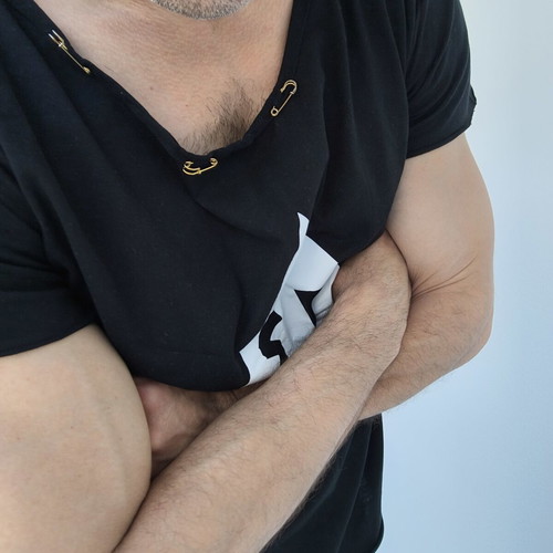 Black t-shirt with safety pins on collar and Bastouni 13 print like new