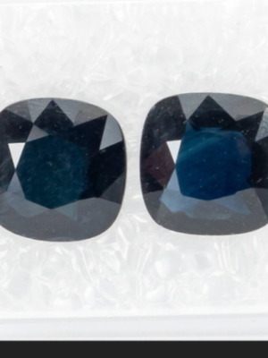 Sapphire pair 3.59ct natural dark blue, new