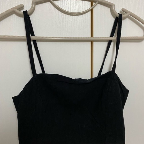 Linen crop top Stradivarius black like new, size S