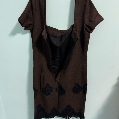Manolo mini dress used, brown with lace details, size S
