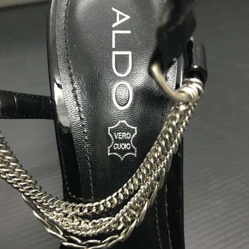 Aldo sandals black with silver details used, barely worn