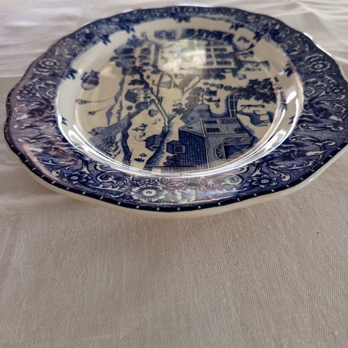 Oval serving platter used, blue and white porcelain Made in Japan
