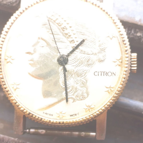 Citron Liberty Coin Watch vintage mechanical wristwatch used