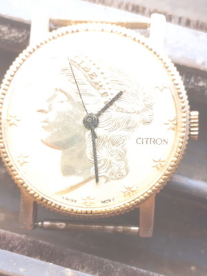 Citron Liberty Coin Watch vintage mechanical wristwatch used