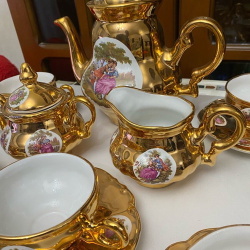 Gonca Dekor tea/coffee set for 6 people like new, porcelain with gold plating