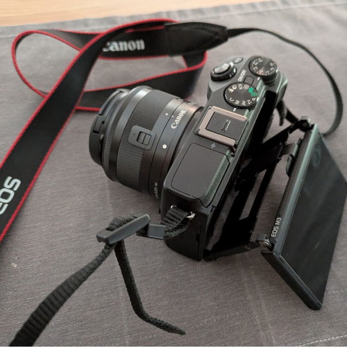 Canon M3 camera with RC-6 remote and screen protector
