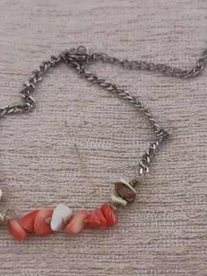 Steel ankle chain used with colorful stones and corals, adjustable size
