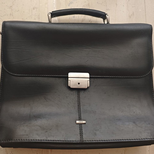 Next leather briefcase used, black, 3 internal compartments