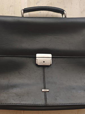 Next leather briefcase used, black, 3 internal compartments