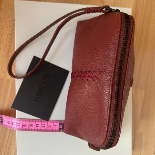 Callista Crafts leather vanity case, ruby red, wrist strap