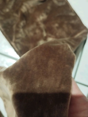 Velvet sweatpants used, beige and brown, size large