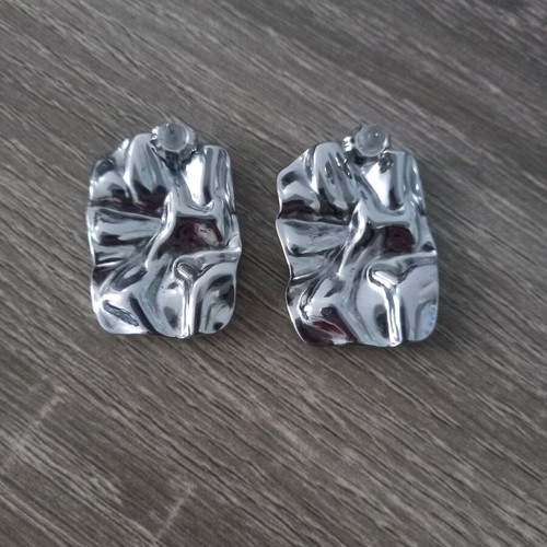 Silver statement earrings with embossed design new