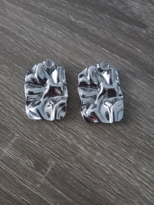 Silver statement earrings with embossed design new