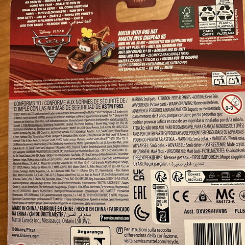 Disney Pixar Cars Mater with 95 Hat new