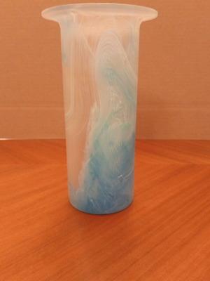 Art Glass decorative vase, blue/white opal glass Murano style