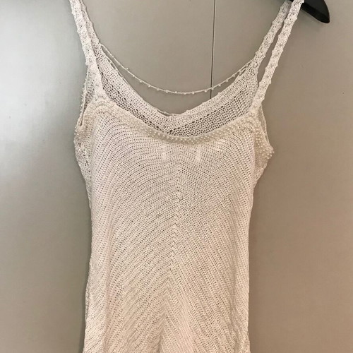 Crochet camisole with pearls like new, white, size S