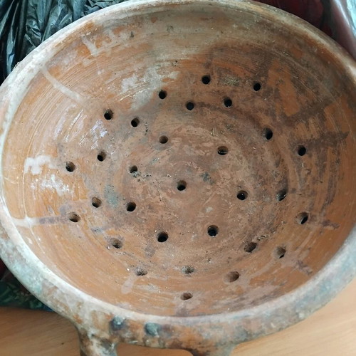 Αντίκα πήλινο σουρωτήρι και όγκριμπκα σετ, 19ος αιώνας