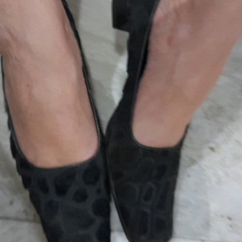 Casadei pumps new, size 37, black with pony skin and laser leather