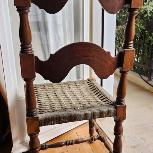 Vintage kitchen chairs used, set of 2 with woven seats