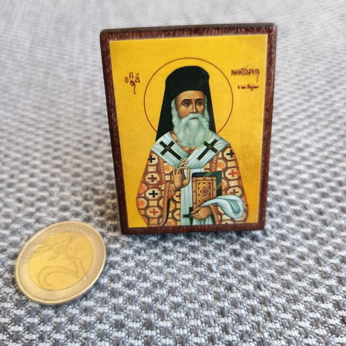 Saint Nektarios small icon with stand, like new