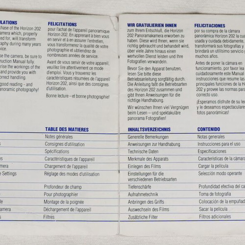 HORIZON 202 panoramic camera user manual