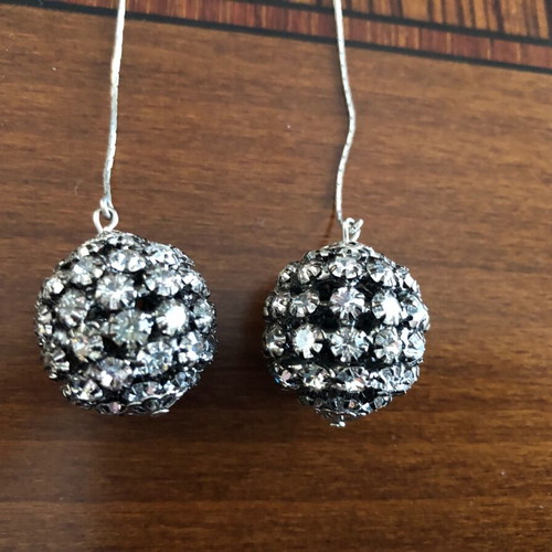 Earrings like new silver evening, about 8.5 cm