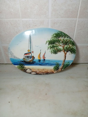 Decorative ceramic wall plate of Greek folk art new