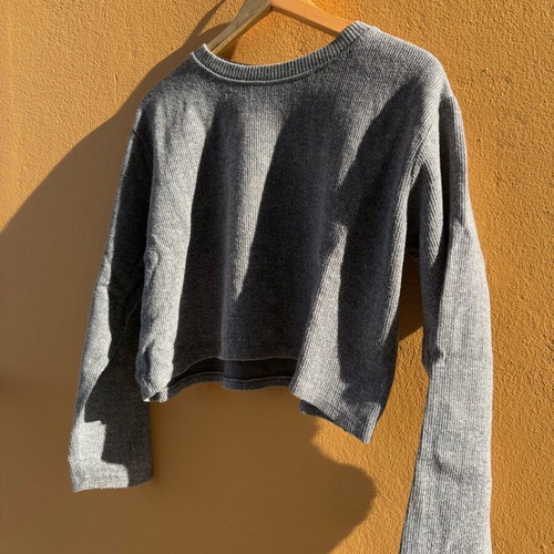 Zara women's knit top gray ribbed short, like new