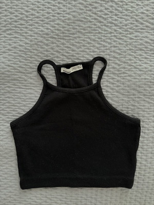 Pull & Bear μαύρο ribbed crop top μέγεθος S σαν καινούργιο
