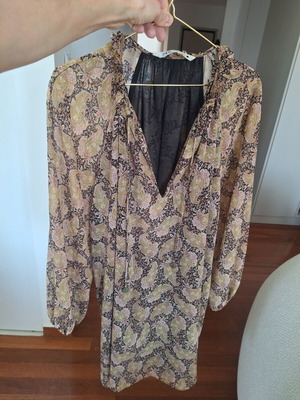 Zara boho dress size S like new, brown with lace