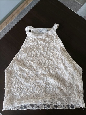 Zara crop top μεταχειρισμένο, δαντέλα, μπεζ, μέγεθος S