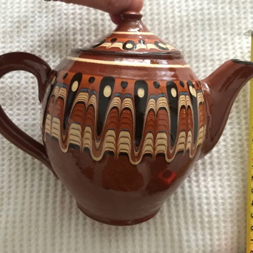 Ceramic teapot like new, handmade, folk art, Balkan style