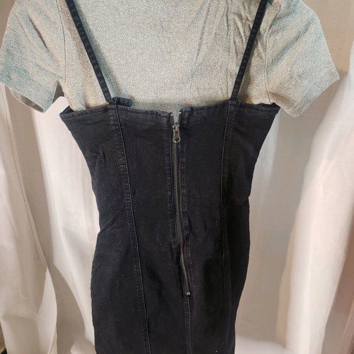 Black denim dress H&M like new, mini spaghetti strap